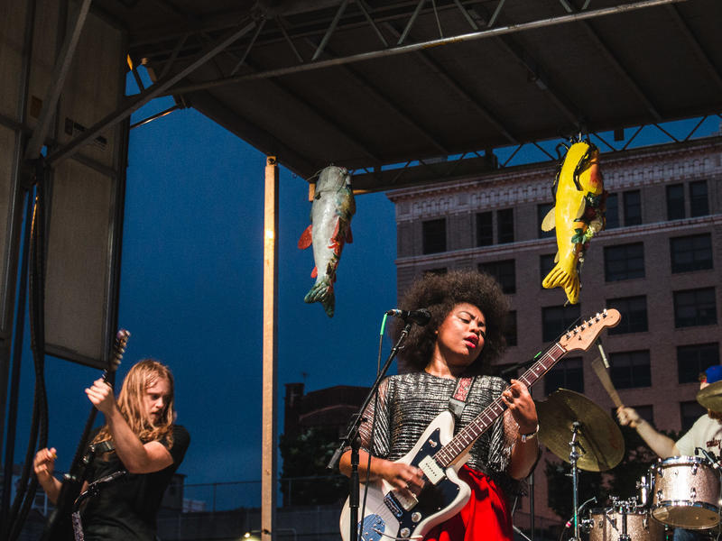 close view of a band performing on stage