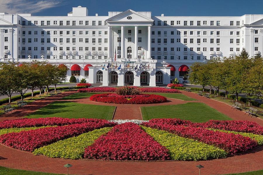 the front gardens of a resort