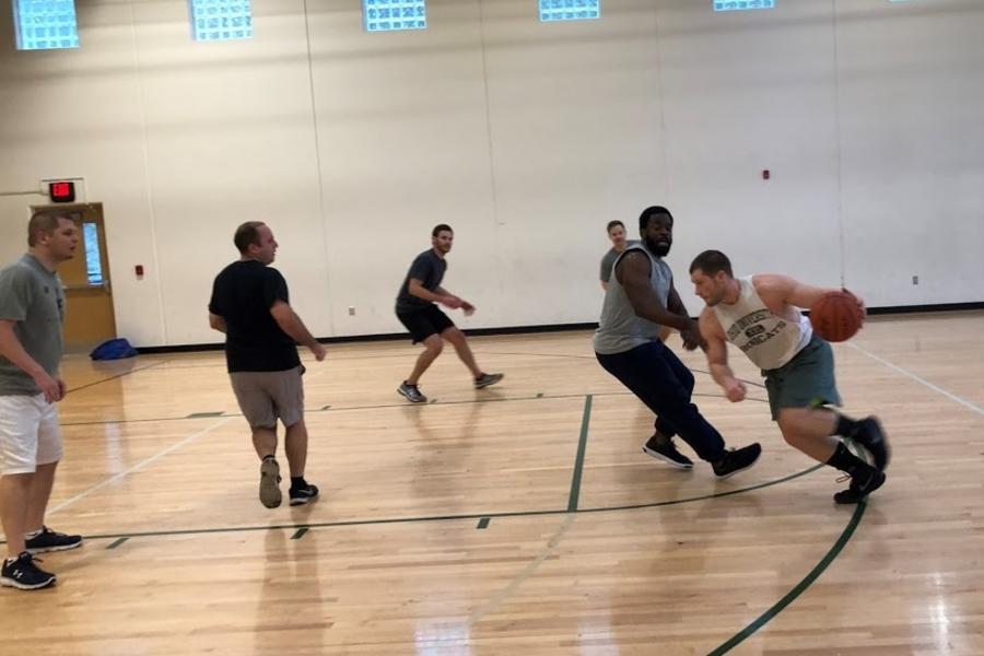 EM residents playing basketball