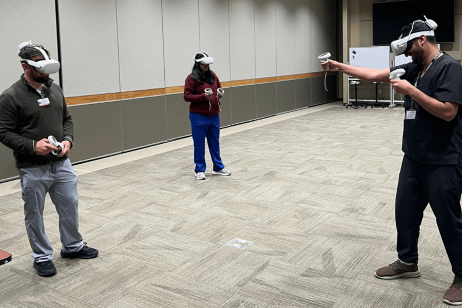 Our residents participate in immersive virtual reality simulations.