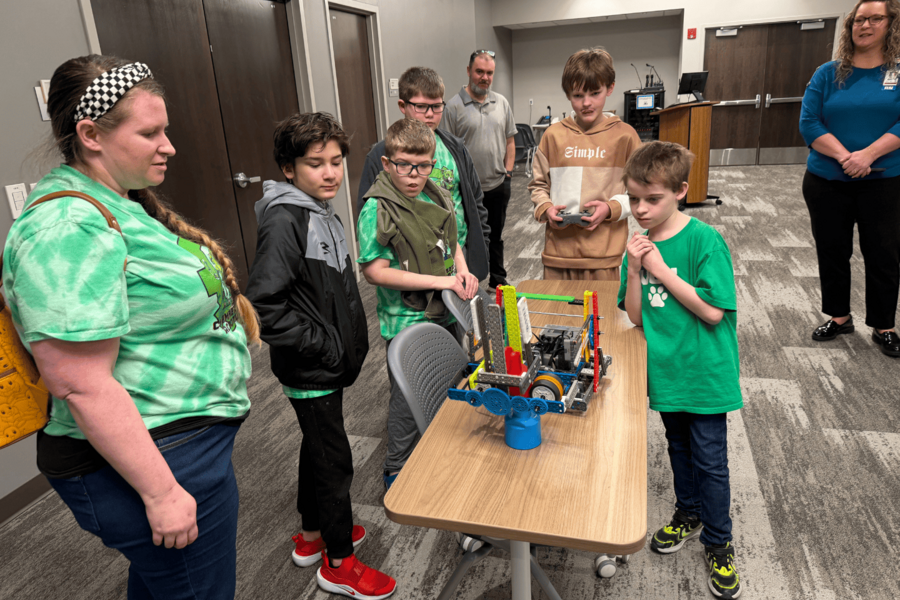 Horace Mann students showcasing their robot