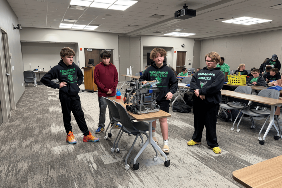 Horace Mann Middle students showcasing their robot