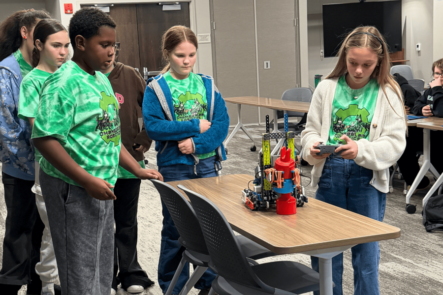 Chamberlain Elementary students showcasing their robot