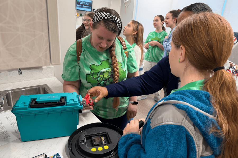 Students participating in escape room