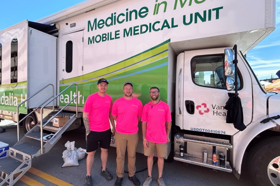 Trainees and faculty at USA Cycling Pro Road Championship.