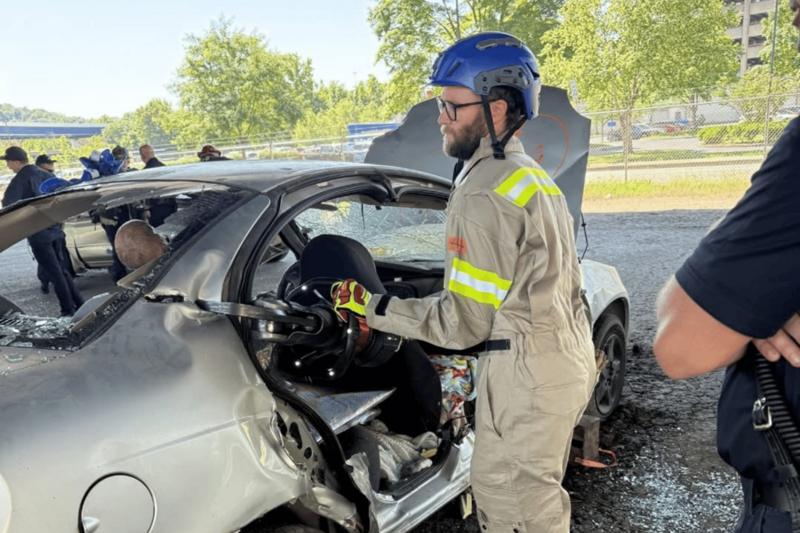 Emergency Medical Services fellows Austin Bennett, DO, FAWM, and Patrick Sawyers, DO, participated in a joint training event with the Charleston Fire Department.