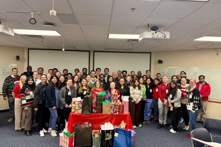 Internal Medicine Residency group photo with gifts