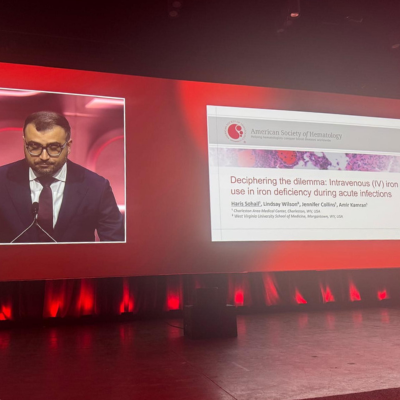 Haris Sohail, MD, presenting research at American Society of Hematology Annual Meeting and Exposition.